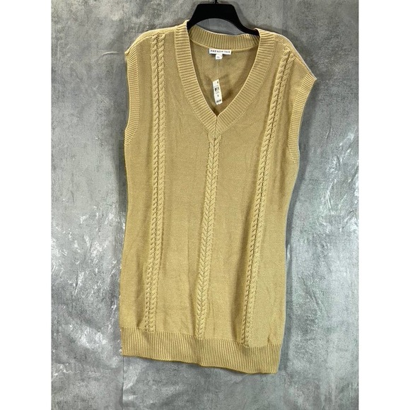 And Now This Women's Plus Camel Brown V-Neck Braided Sleeveless Sweater SZ 1X - Picture 1 of 10